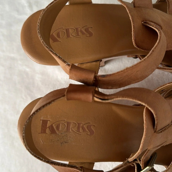 KORKS Augustine Cutout Platform Sandals Retro 70s Chunky Saddle Tan, Size 9 - Picture 8 of 15